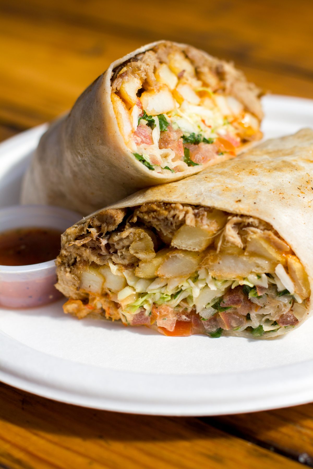 Chef's California burrito with carnitas, fries and guacamole